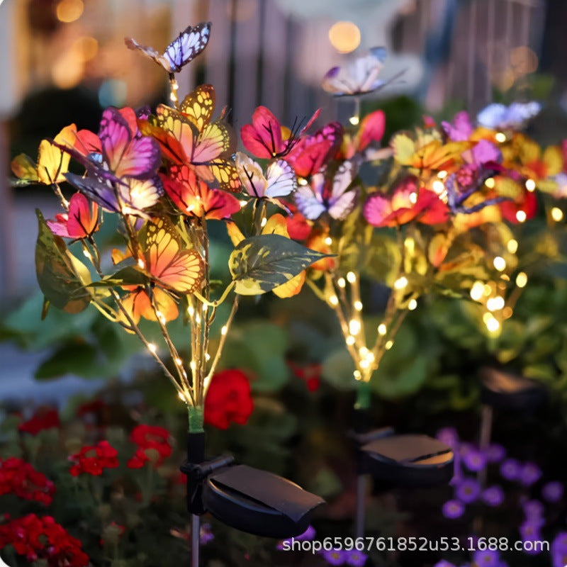 Solar light Outdoor garden light Automatic light in the dark Solar butterfly Firefly rose floor insert night light