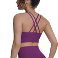 New nylon spandex sports bra - racerback, cross-back, compression yoga top - shockproof, barely-there feel, fitness tank top