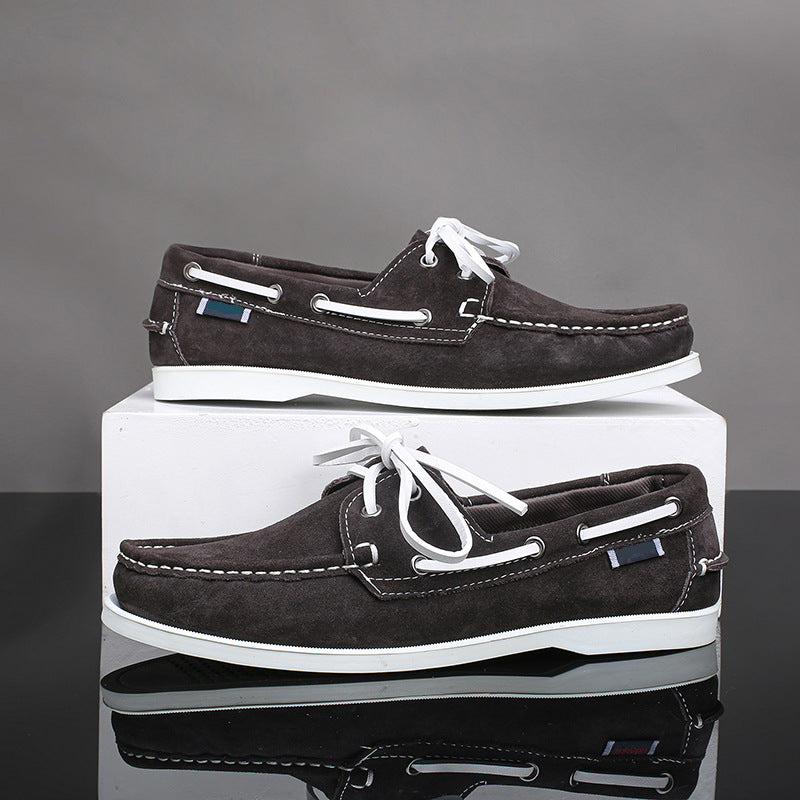 Men's casual leather shoes - lightweight, hand-stitched, plus size, classic boat shoes, old money style