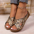 summer new collection: women's chunky heel peep-toe cutout sandals - export quality, wedge heel, plus size, casual leopard print slippers