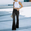 European and american stretch jeans for women - new arrival, hot-selling, elegant commute style, raw hem micro flare jeans, washed fashion denim