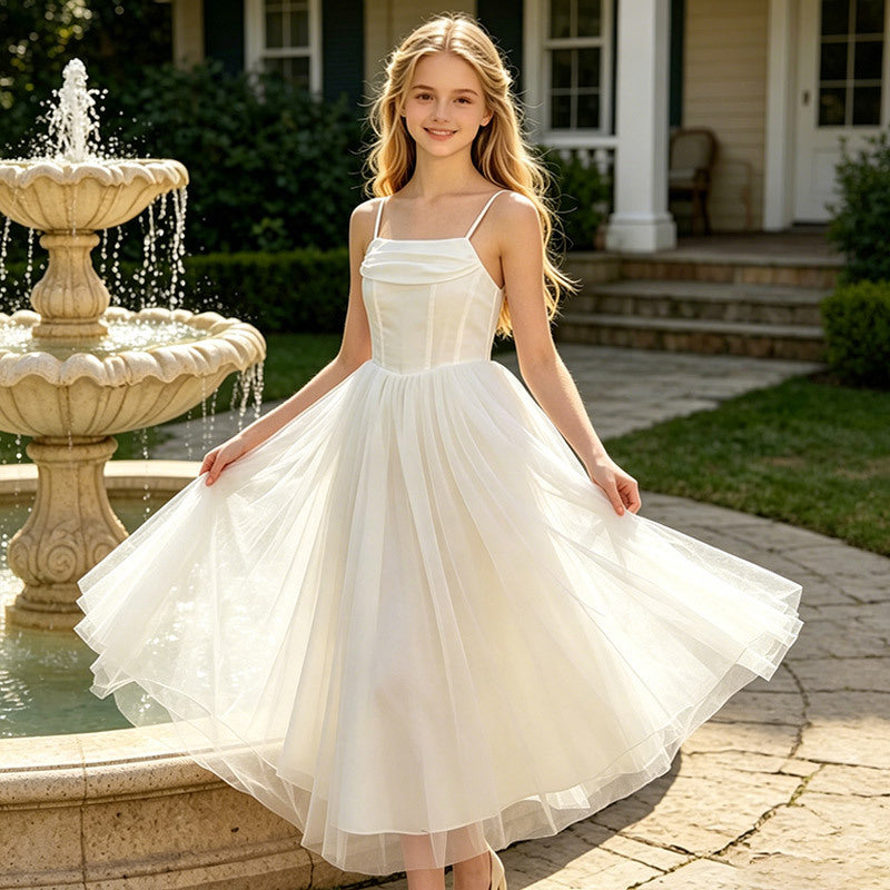 Super fairy elegant gentle frenchdress summer suspender tube top skirt waist slimming look cross-border export