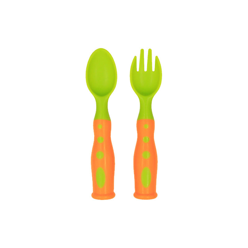 Pp fork and spoon set with storage box - customizable, cute, bendable fork and spoon for babies, 3d two-tone fork and spoon wholesale