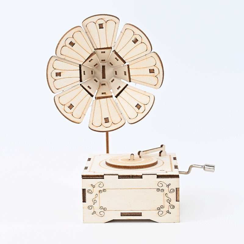 Phonograph Music Technology Small Production Invention Creative Experimental Physics Wooden Splicing DIY Handmade STEAM Material