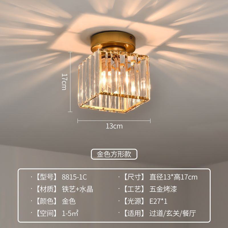 Modern minimalist bedroom bedside pendant light, simple bar counter entryway lighting, single-head suspension crystal chandelier