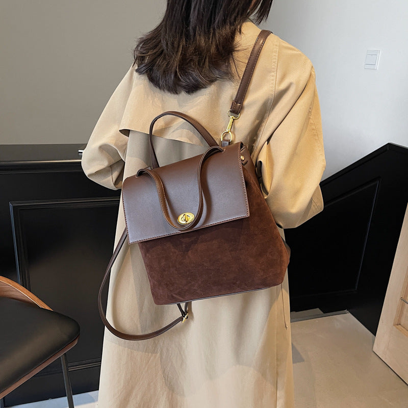Premium sense portable commuter Maillard bag women 2025 new retro matte backpack large capacity backpack