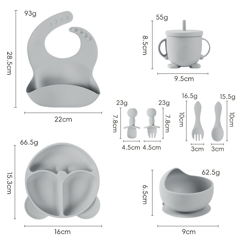 bestselling silicone baby feeding set: infant supplies, baby food bowl, fork, spoon, bib, and utensil set