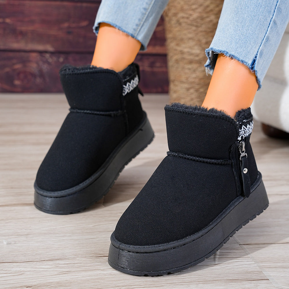 side zipper thick solefleece-linedheattech snow boots for women winternew arrival cotton boots plus sizeexport short boots