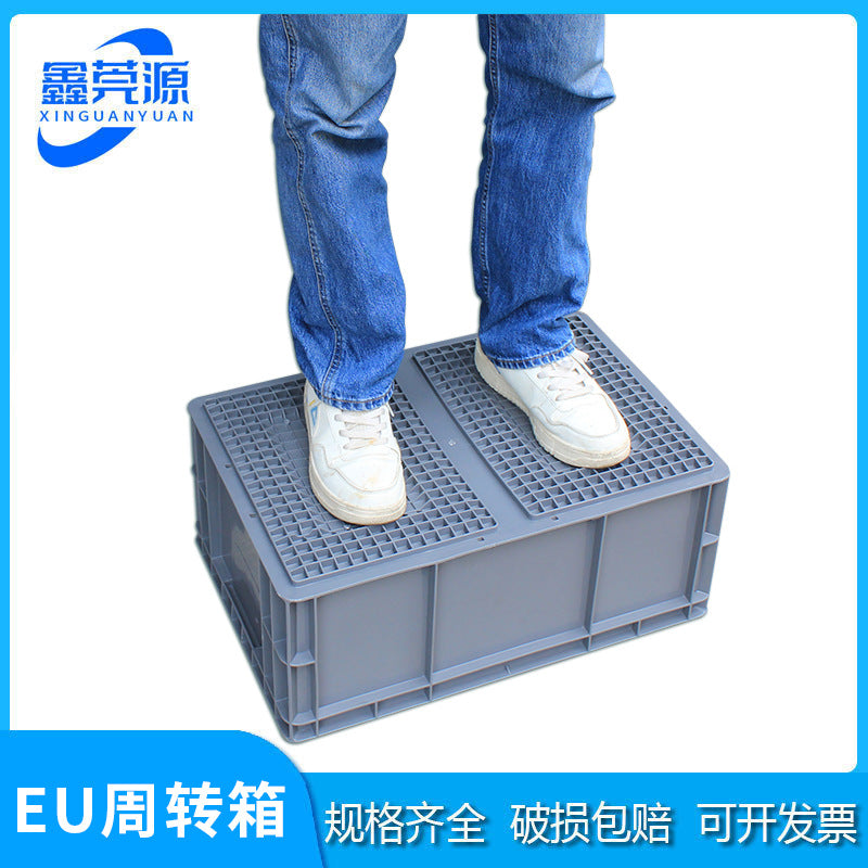 Grey European standard EU box plastic turnover box with lid auto parts industrial logistics box warehouse workshop transit eu plastic box