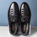 Summernew arrivalcut out perforated breathable business formal leather shoes men's casual wedding groom british pointed toe men's shoes