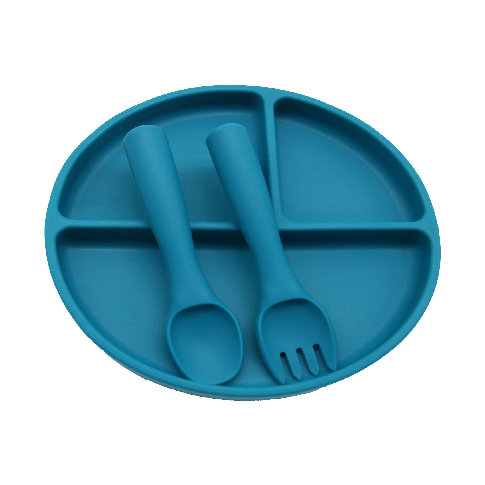 Cross-border wholesale round silicone dinner plate, baby and children's suction cup integrated tableware, learning to eat training grid plate, complementary food bowl