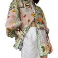 cross-border european and american women's clothing: new summer collection - elegant and chic turn-down collar printed oversized shirt 661