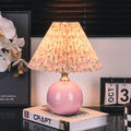 Nordic floral table lamp - pleated ceramic creative dimmable night light - study, trendy remote control bedside lamp - cozy bedroom lighting
