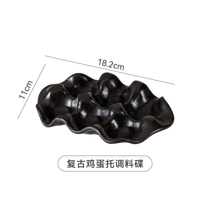 Retrofor homestylish ceramic egg tray creative high-looking divided dipping ceramic dish vinegar dish tray