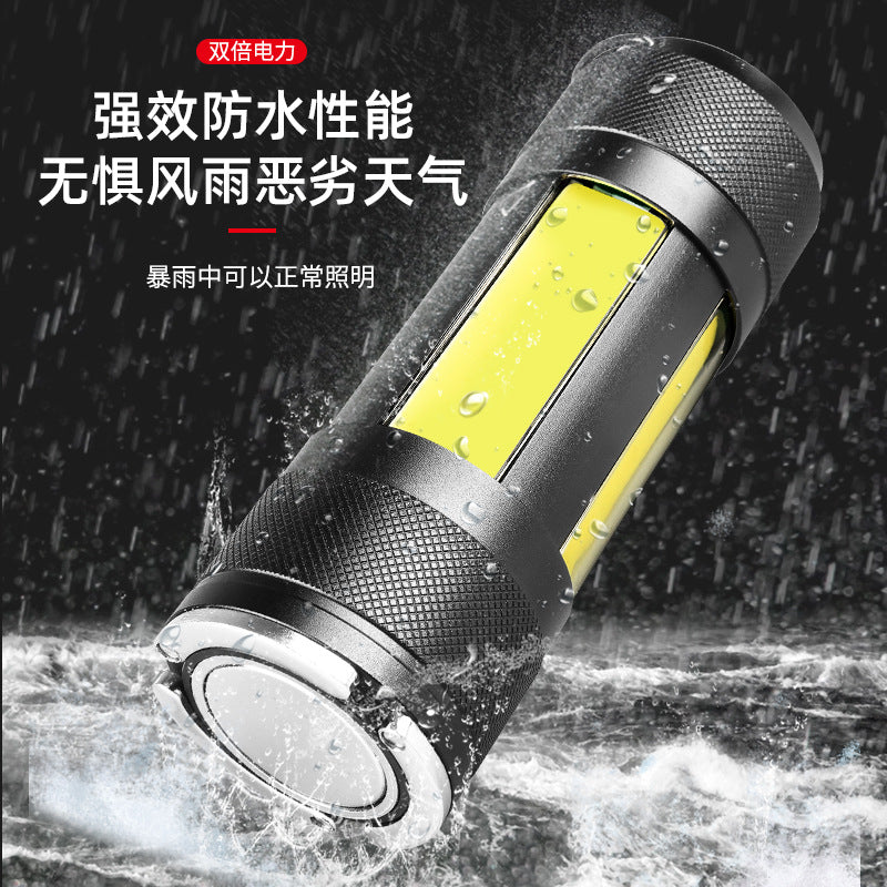 Cross-border new USB charging strong light COB magnetic output work light Auto repair lighting Camping light LED flashlight