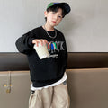 spring new boys' casual oversized drop shoulder pumpkin letter print long sleeve sweatshirt (sizes for mid-to-large children)