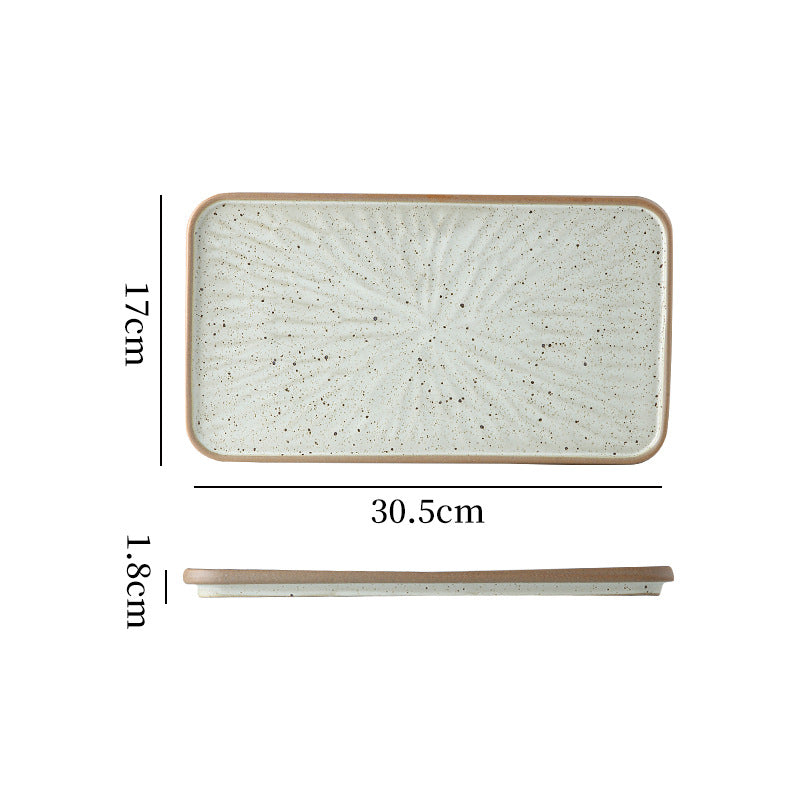 Japanese-style ceramic creative retro rectangular flat plate fish plate restaurant home hotel unique serving plate dessert plate square plate