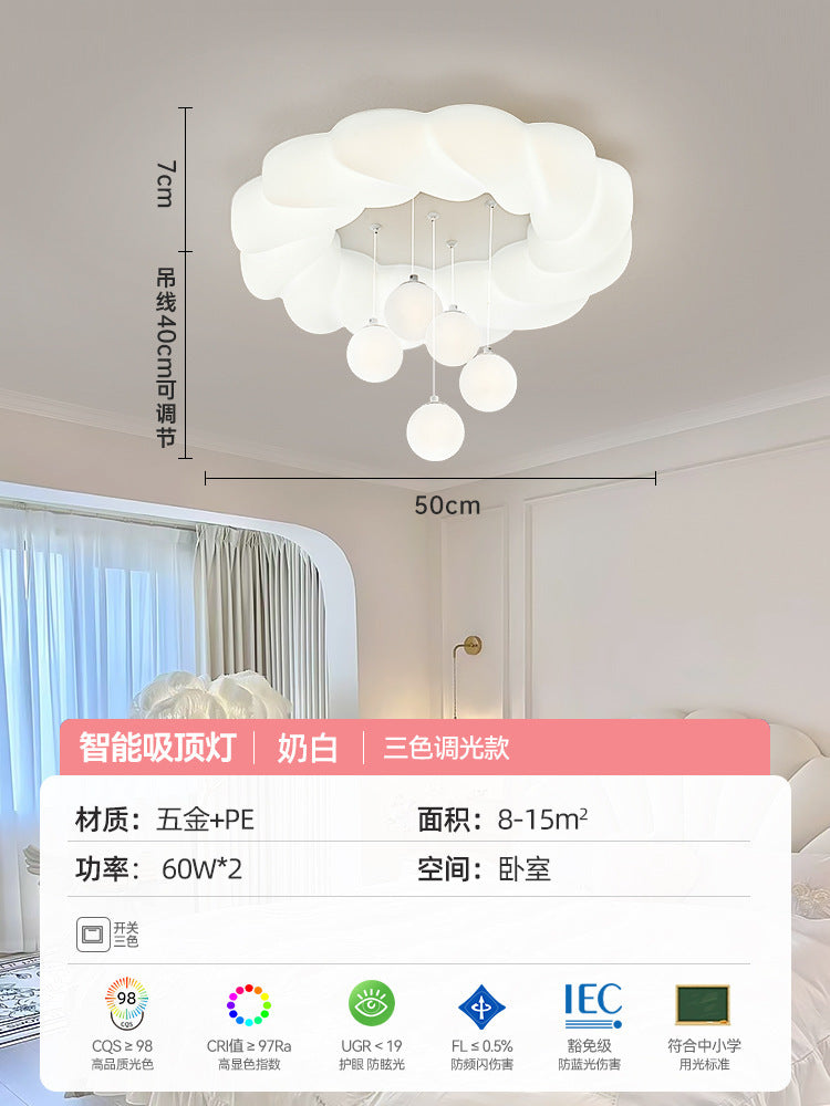 2025 New Cream Wind Modern Simple Cloud Bedroom Light Children's Room Master Bedroom Ceiling Light Zhongshan Lighting