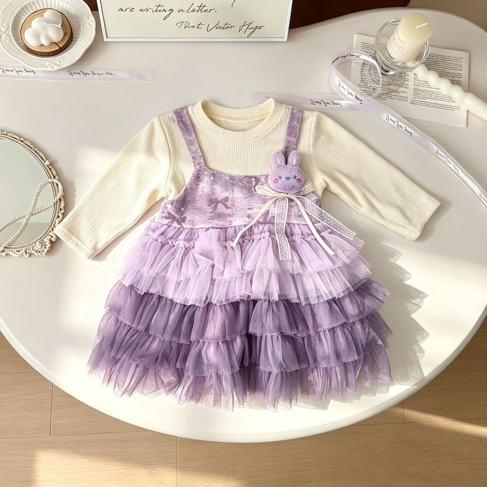 Baby girl long-sleeve dress,  new style, chic princess dress for girls, spring/autumn tulle tutu dress for children
