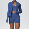 seamless pure color high-elastic tight-fitting breathable shortoutwear yoga suit sports running fitness three-piece set