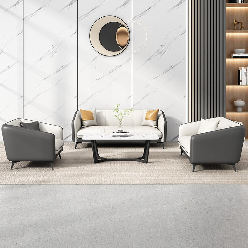 Modern minimalist office sofa and coffee table set - ideal for business reception, client meetings, and executive lounges