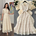 Xiaoxiangfeng dress women's frenchclassy sweet doll collar short sleeve waist slimming looklonglace dress