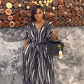 European and american cross-border african women's clothing  summer new fashionable elegant printed v-neck shirt and wide-leg pants set
