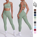 Cloud-feel one-shoulder backless sports bra set - high-waisted, butt-lifting, compression yoga outfit - quick-dry running & fitness set for women