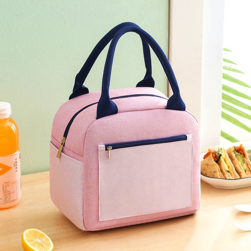 Color matching bento bag thermal insulation bag cationic lunch box handbag with rice aluminum foil thickened waterproof lunch box lunch bag
