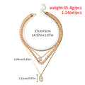 Wholesale alloy necklaces - new european and american cross-border style: minimalist diamond-studded rhombus square pendant, sun charm, multi-layer choker necklace for women