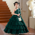 Custom european and american children's formal dress tulle cake princess dress off-the-shoulder girl's dress for piano performance