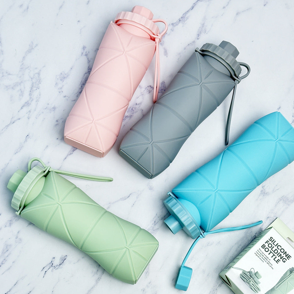Folding water cup Outdoor travel sports silicone folding water cup Portable high temperature resistant food grade anti-drop retractable water cup