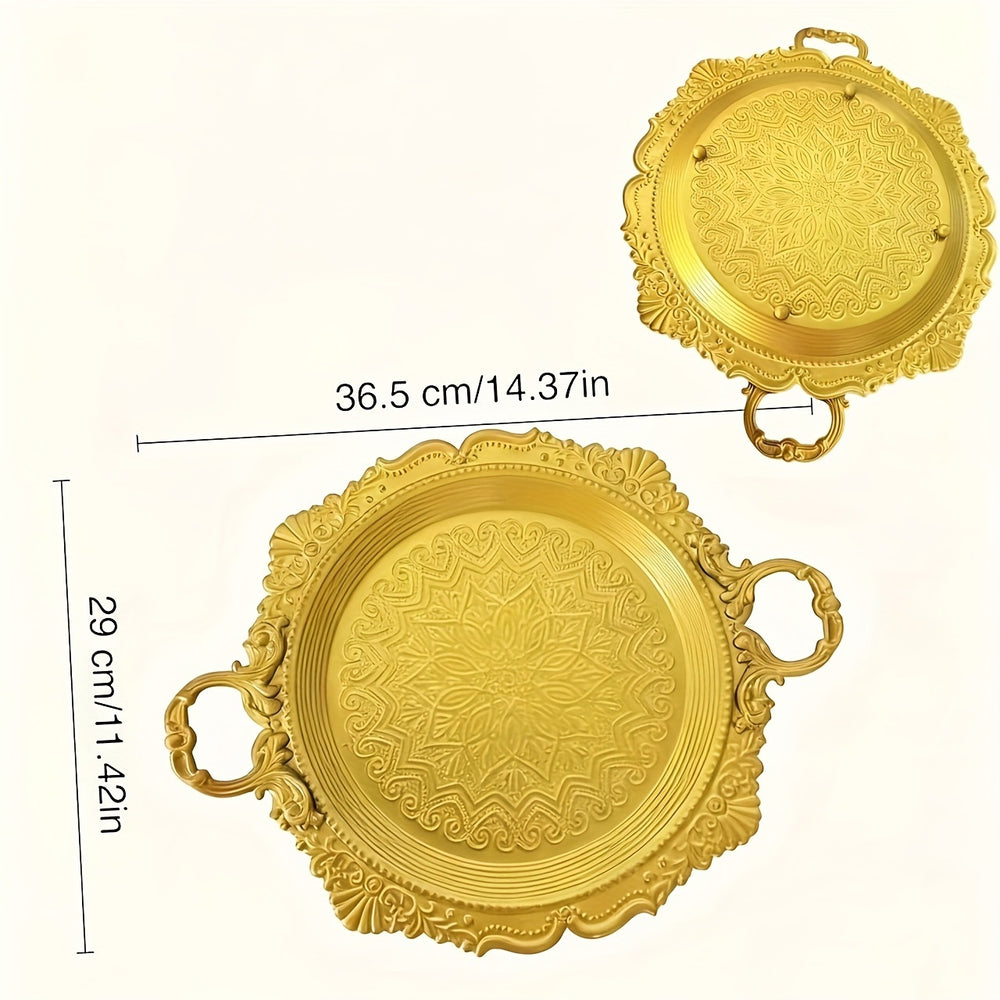 Manufacturer european style creative home elegant metal pattern tray party wedding hotel restaurant decoration tray