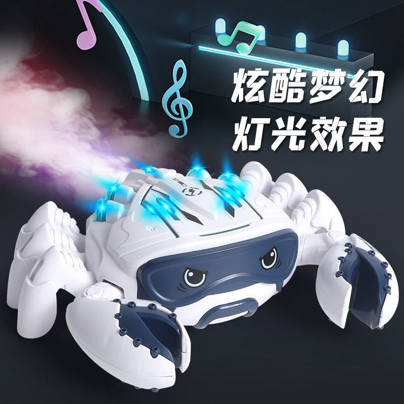 New electric universal wheel mechanical crab with lights, spray function, realistic crawling crab animal, children's electric toy