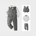 Wholesale branded children's clothing: spring/autumn boys' gentleman's suit, shirt, and vest three-piece set – stylish and fashionable for boys