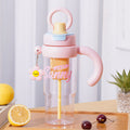 New arrival high-looking ice cup with lifting ring, large capacity double drink plastic water cup with handle and tea drain, tea straw cup