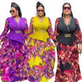 African plus size women's fashion: new irregular two-piece set - trendy export style printed dress for