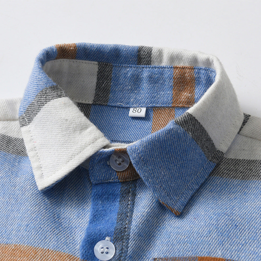 New summer collection: kids' shirts - preppy style short-sleeve plaid shirt - children's clothing short-sleeve boy's shirt