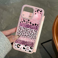 The first choice for gift giving is suitable for iphone17promax pink leopard print mobile phone case, glitter apple 16 diamond star diamond case