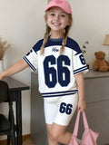 wholesale girls' short-sleeve and shorts sets, fashionable spring, summer, and autumn outfits for girls