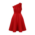 D3200 plus size women's summer sexy asymmetrical neck ruched high waist evening gown party dress - cross-border dress