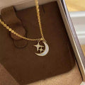 Ins star and moon titanium steel necklace - women's designer high-end star, moon, and shell clavicle chain - fashionable and versatile jewelry