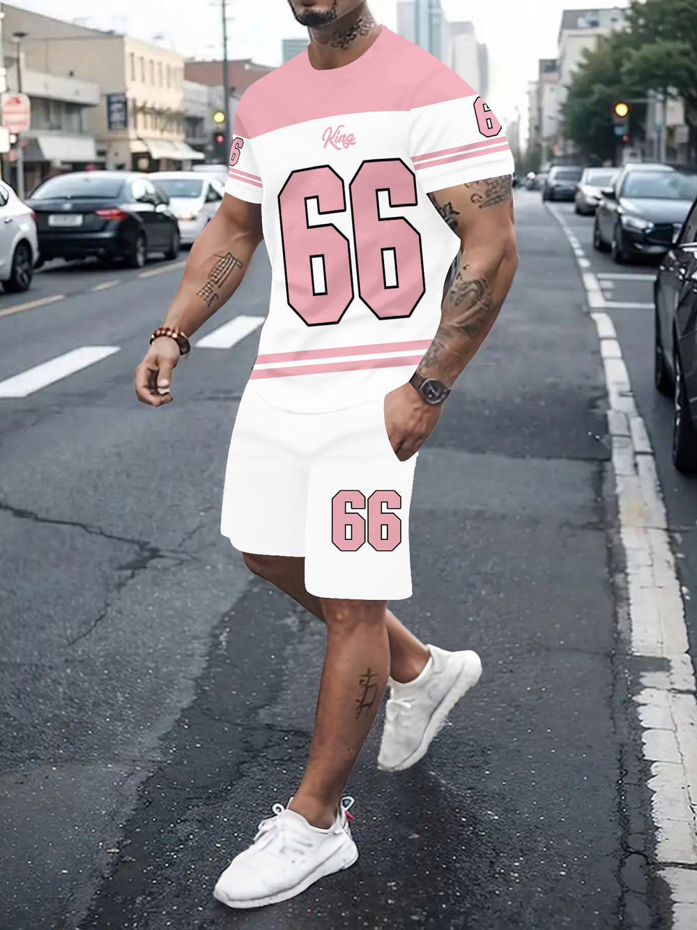 Men's casual sports set - short sleeve & shorts - summer hot seller - cross-border fashion - two-piece leisure outfit
