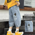 Boys' summer denim shorts:  new trendy & stylish boy's summer cropped pants, lightweight shorts for mid-to-large children