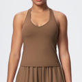 New brushed fabric tie-up long sleeve sports bra with open back, drawstring wide-leg loose pants, outdoor casual fitness outfit