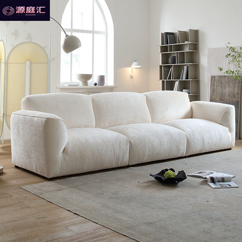 Fabric sofa italian style minimalist living room small apartment minimalist big black cow chenille velvet sofa straight row modular sofa