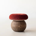 Mushroom stool log wabi-sabi cream style design living room entrance round low stool bench solid wood for home shoe changing stool