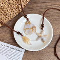 2026new arrival forest style retro starfish pendant necklace lazy style literary leather rope necklace ocean style clavicle chain
