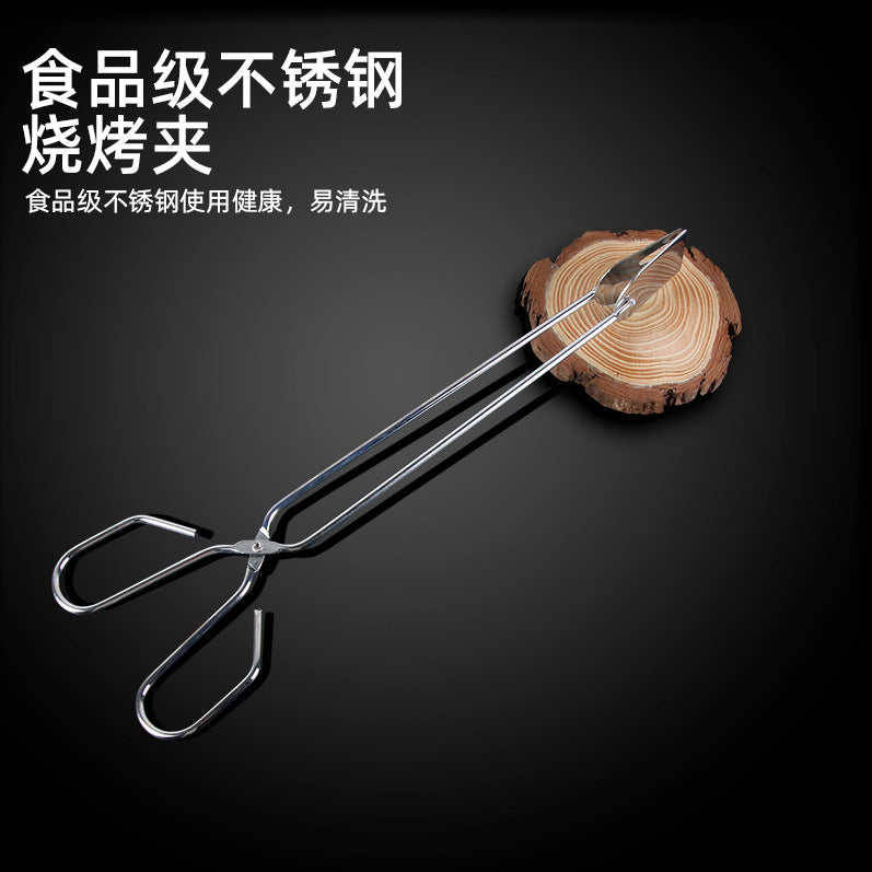 Wholesale in stock stainless steel food tongs charcoal tongs fire tongs multifunctional barbecue tongs barbecue tools accessories
