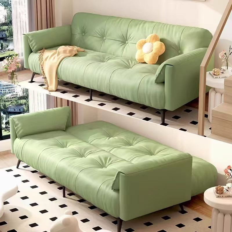 Cream cloud sofa bed all-in-one dual-purpose rental house living room for home cat scratch leather lazy sofa source in stock